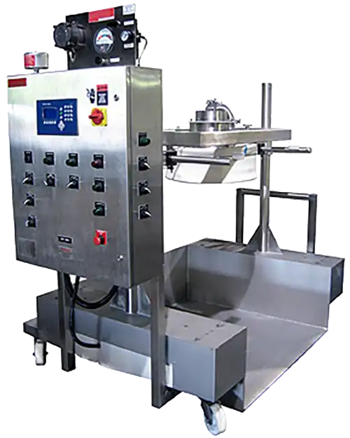 accurately batching powders from bulk bags into reactors and repackaging materials into containers.